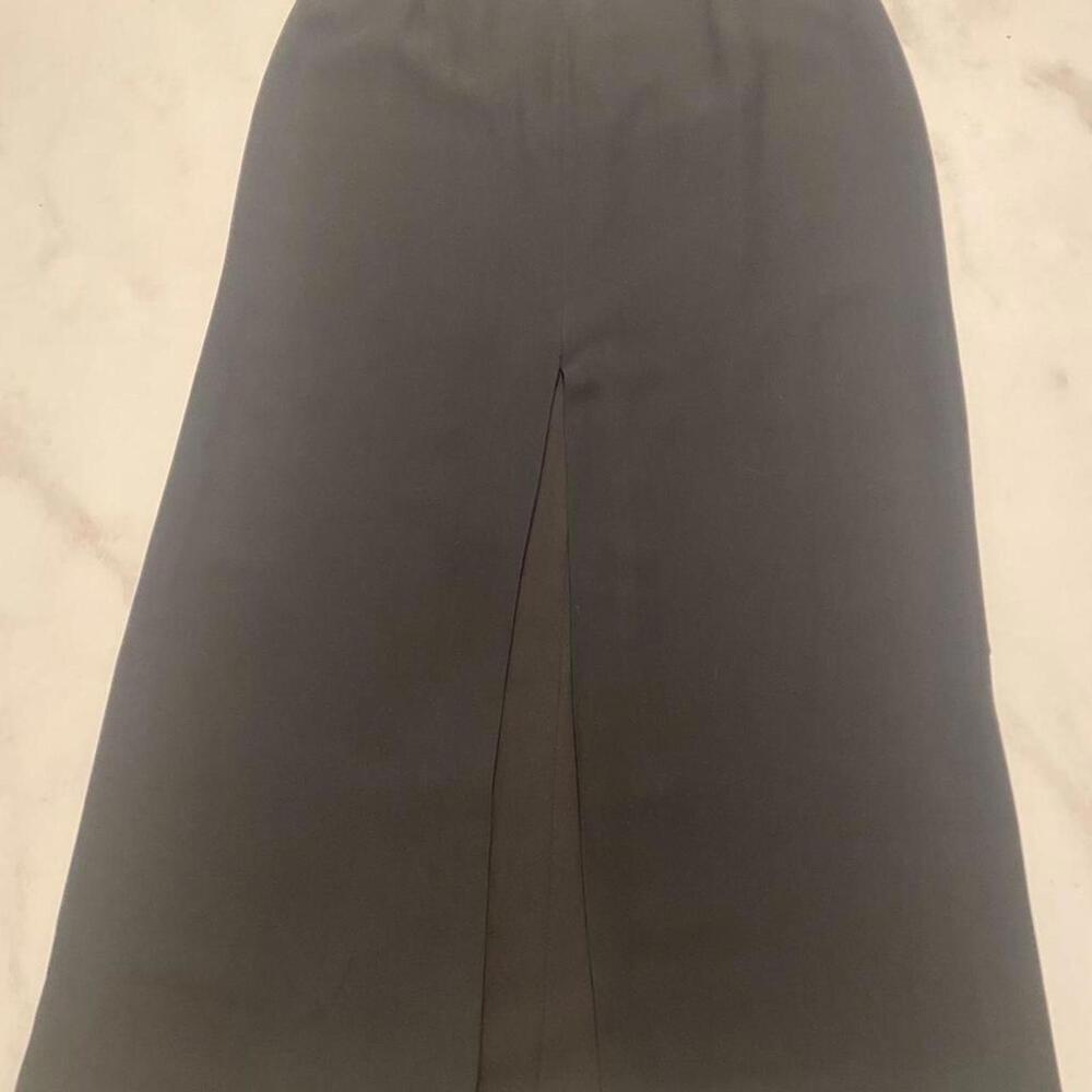 100% silk black maxi front slit skirt